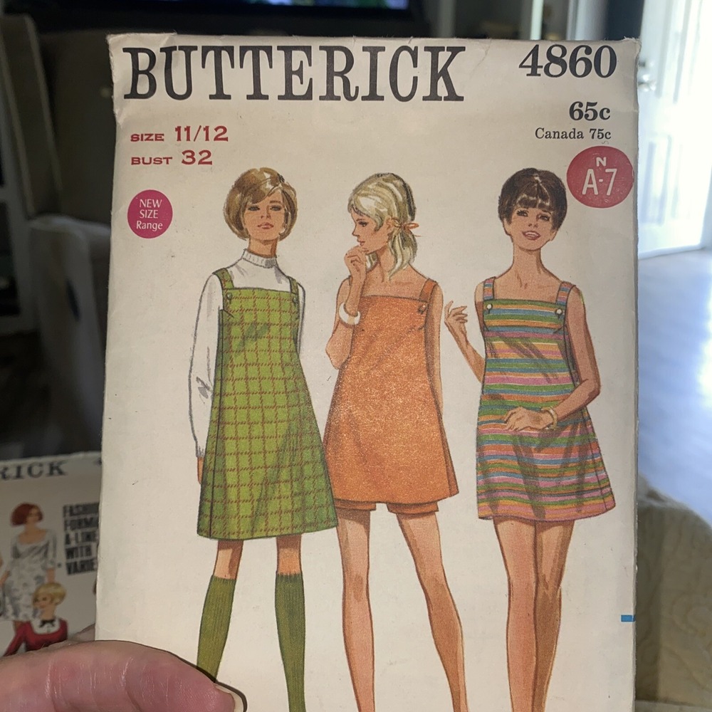 Vintage 1960s Butterick 4860 Teen Sewing Pattern Dress Jumper Shorts Size 11/12
